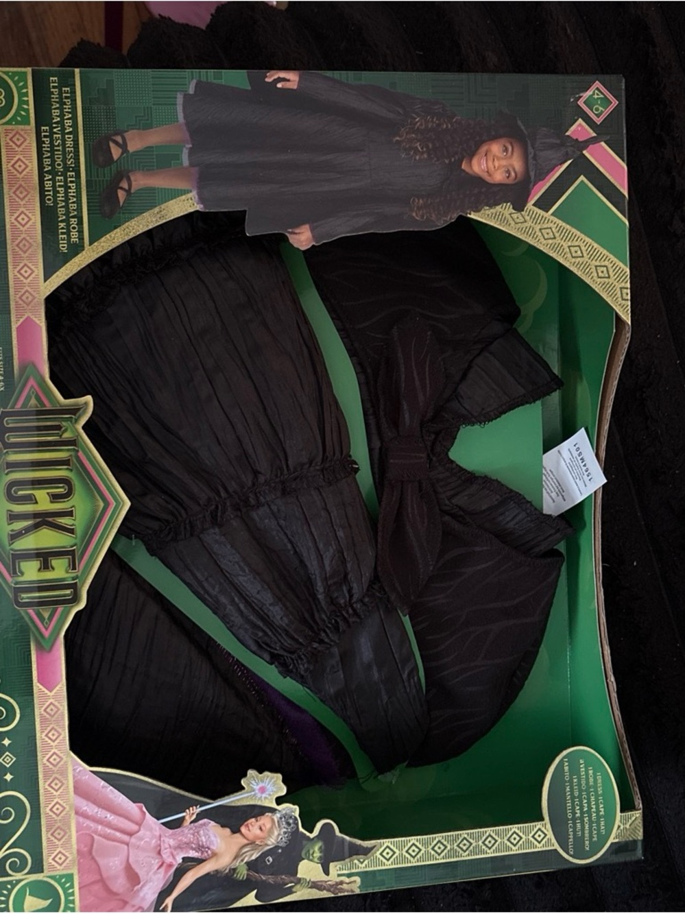 Wicked-Inspired Kids Black Costume Top & Ruched Skirt Set